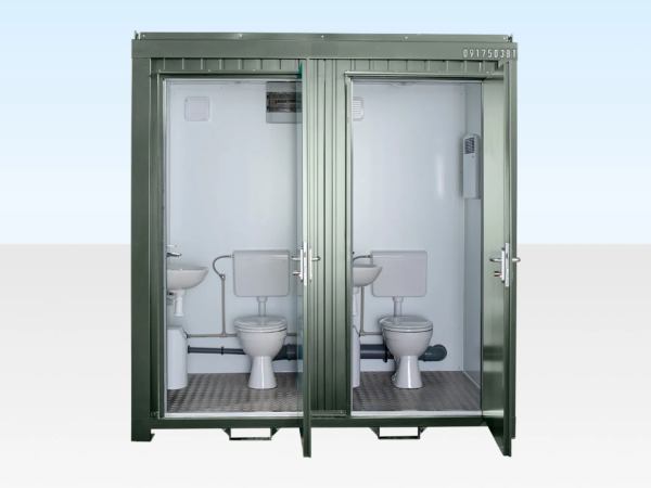 1+1 Doppel WC mit Wasseranschluss, 2,44 m x 1,52 m (Flaschengrün)