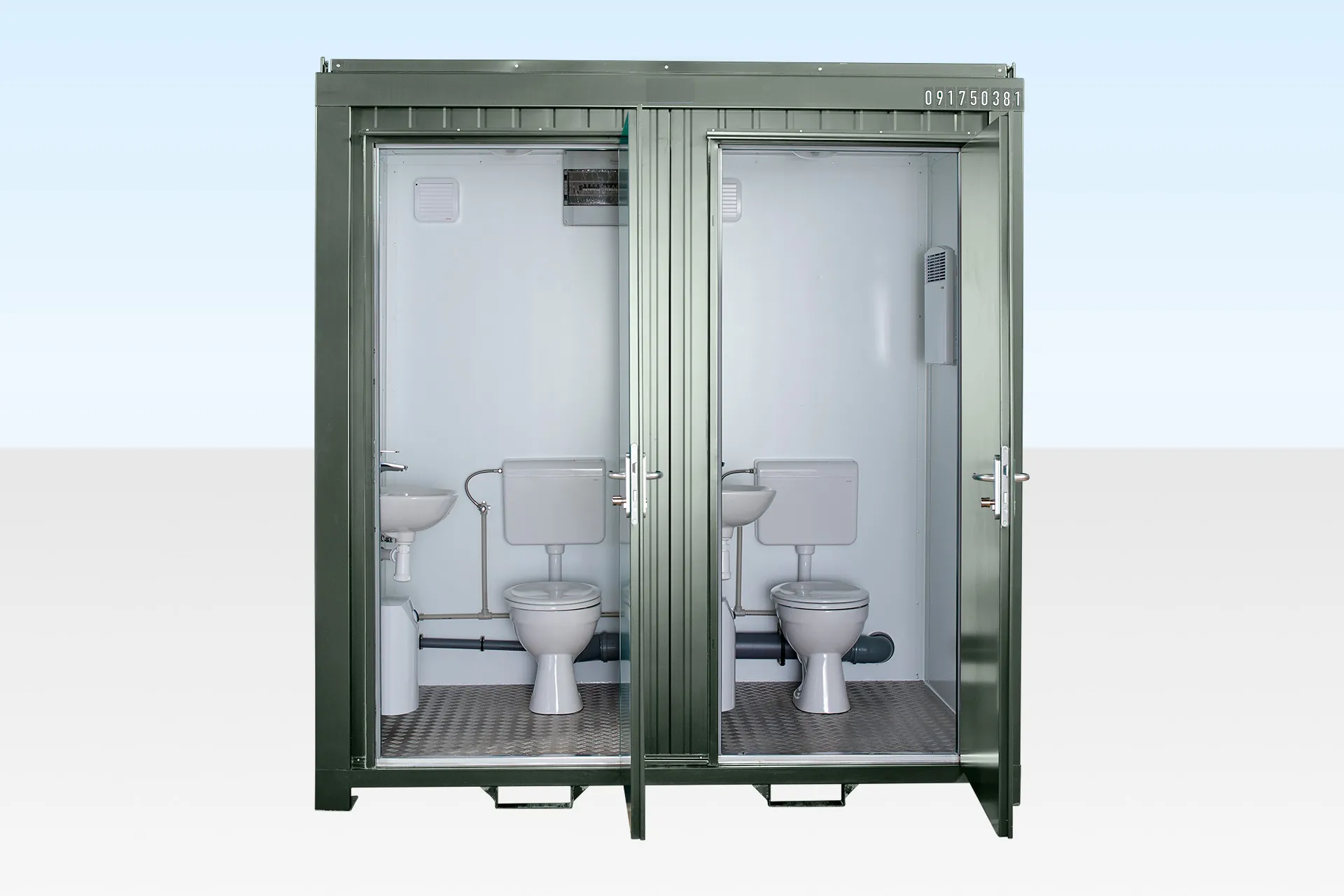 1+1 Doppel WC mit Wasseranschluss, 2,44 m x 1,52 m (Flaschengrün)