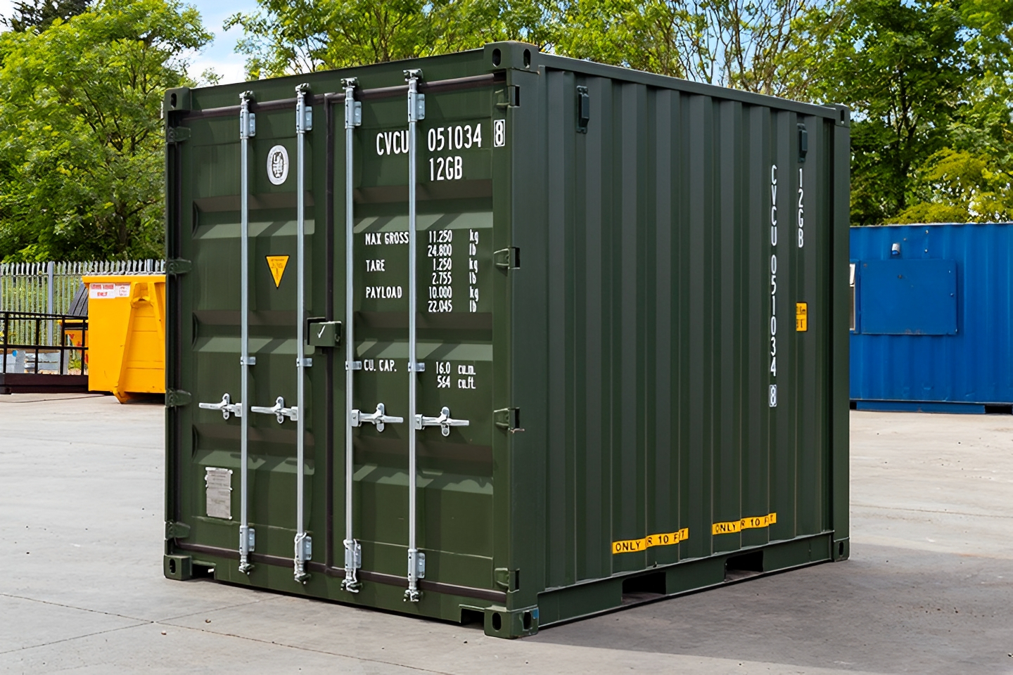 10 Fuß x 8 Fuß großer Seecontainer, Einweg-Grün